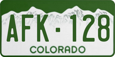 CO license plate AFK128