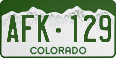 CO license plate AFK129