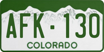 CO license plate AFK130