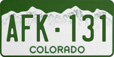 CO license plate AFK131