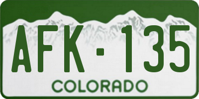 CO license plate AFK135