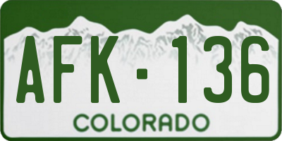CO license plate AFK136