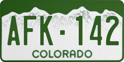 CO license plate AFK142