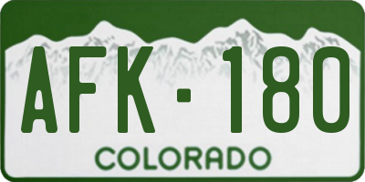 CO license plate AFK180