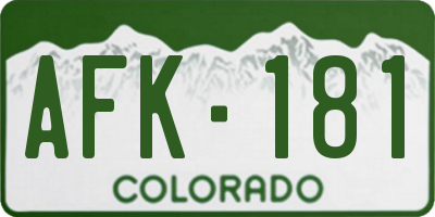 CO license plate AFK181