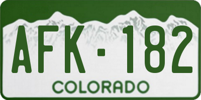 CO license plate AFK182