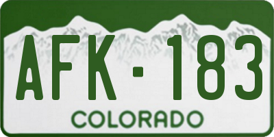 CO license plate AFK183