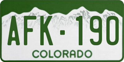 CO license plate AFK190