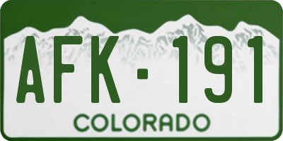 CO license plate AFK191