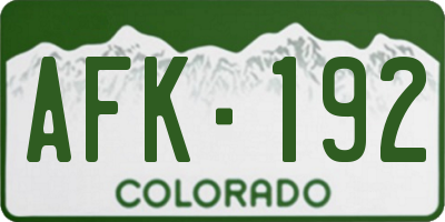 CO license plate AFK192