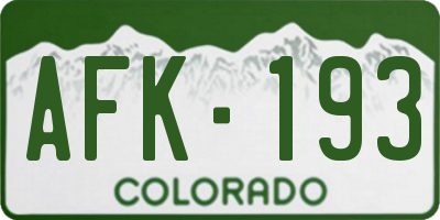 CO license plate AFK193