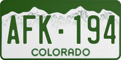CO license plate AFK194