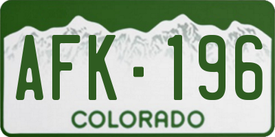 CO license plate AFK196