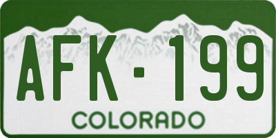 CO license plate AFK199