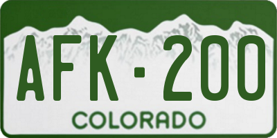 CO license plate AFK200