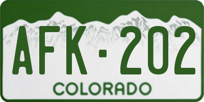 CO license plate AFK202