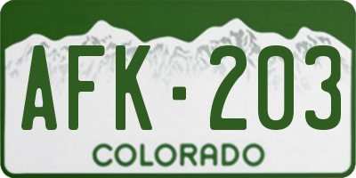 CO license plate AFK203