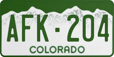 CO license plate AFK204