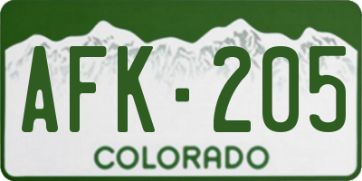 CO license plate AFK205