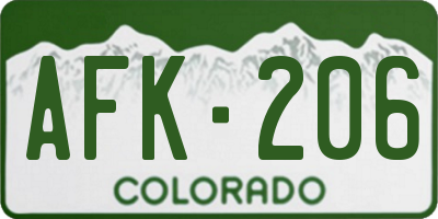 CO license plate AFK206