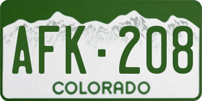 CO license plate AFK208