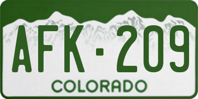 CO license plate AFK209