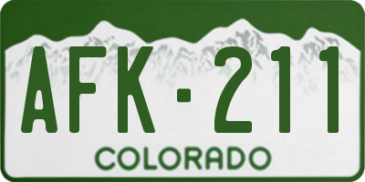 CO license plate AFK211