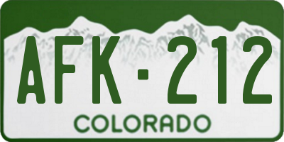 CO license plate AFK212