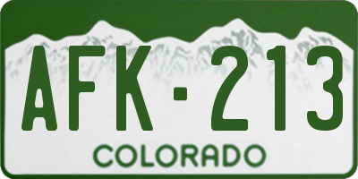 CO license plate AFK213