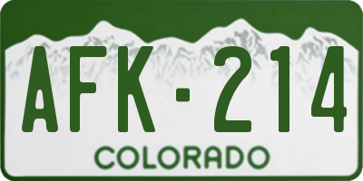 CO license plate AFK214