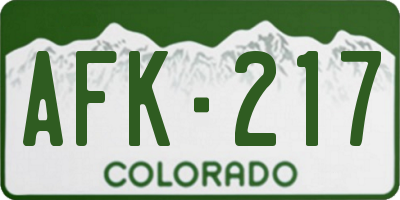 CO license plate AFK217