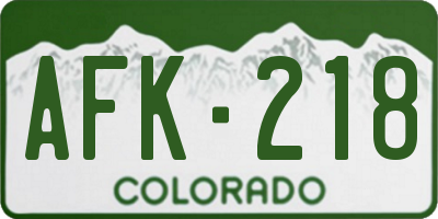 CO license plate AFK218