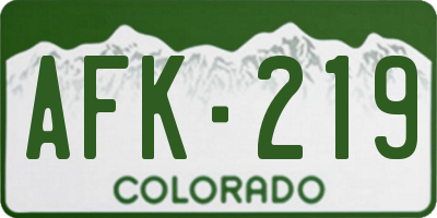 CO license plate AFK219