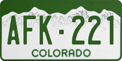 CO license plate AFK221