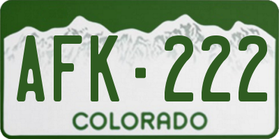 CO license plate AFK222