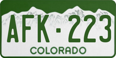 CO license plate AFK223