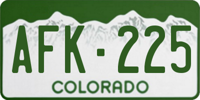 CO license plate AFK225
