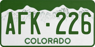 CO license plate AFK226