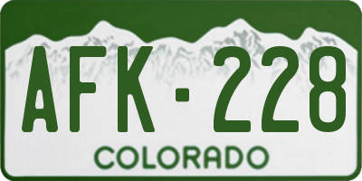 CO license plate AFK228