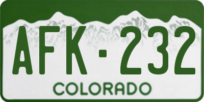 CO license plate AFK232
