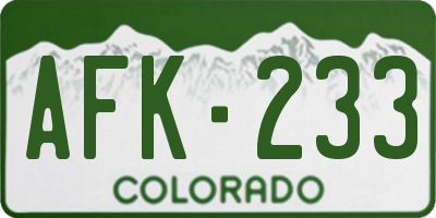 CO license plate AFK233
