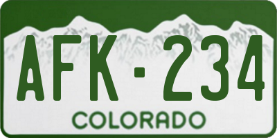 CO license plate AFK234