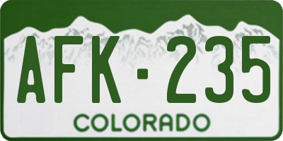 CO license plate AFK235