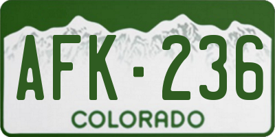 CO license plate AFK236