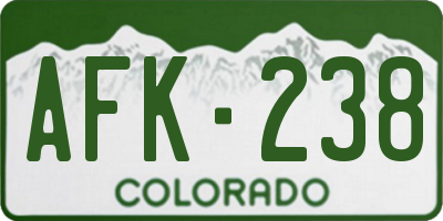 CO license plate AFK238