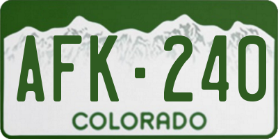 CO license plate AFK240