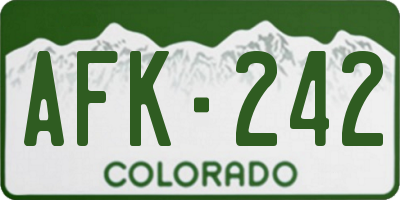 CO license plate AFK242