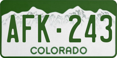CO license plate AFK243