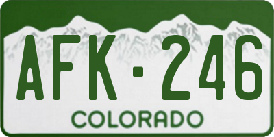 CO license plate AFK246