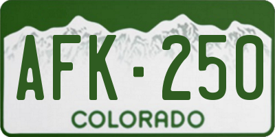CO license plate AFK250